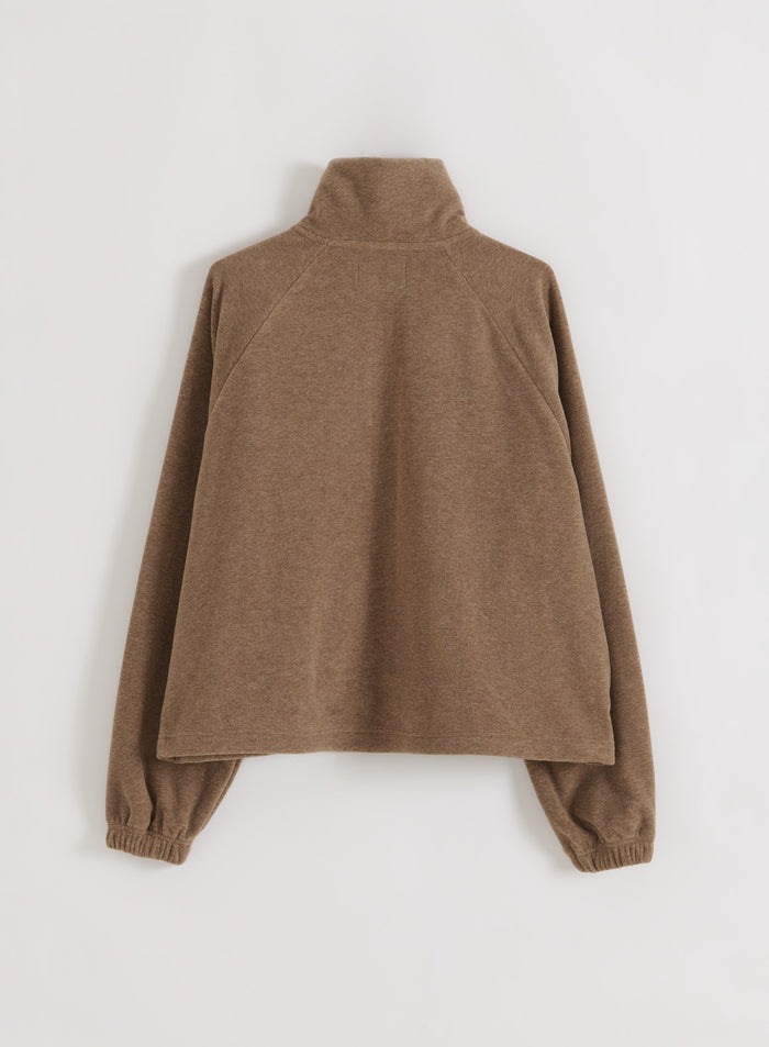 Aim'n Fleece Zip Jacket in Hazelnut seen from the back in flatlay view