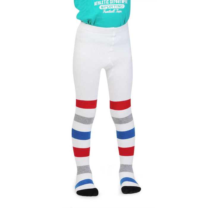 Hot Wheels Knitted Stripped Design Baby Tights - White - Bonjour Group