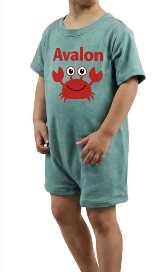 Infant Avalon Short sleeve Romper: Steel Blue