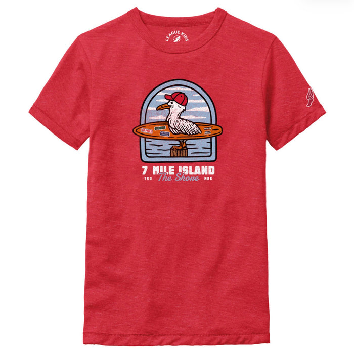 Kids Seagull Surf's Up Tee - Heather True Red