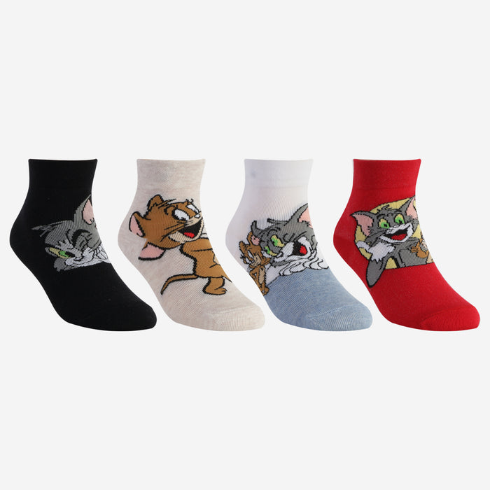 Kids Tom & Jerry Ankle Socks (Pack of 4)