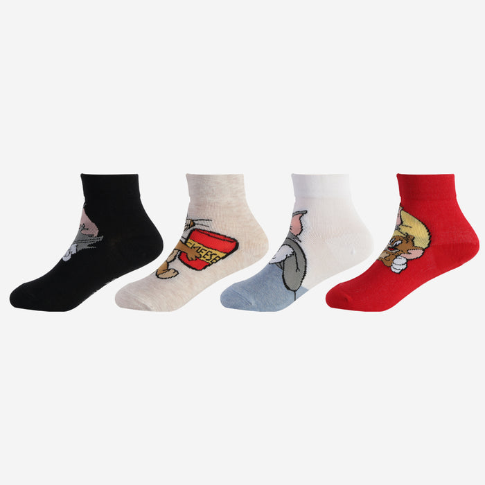 Kids Tom & Jerry Ankle Socks (Pack of 4)
