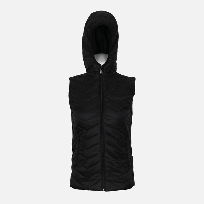 LADIES BASIC PUFFER GILET WITH HOOD