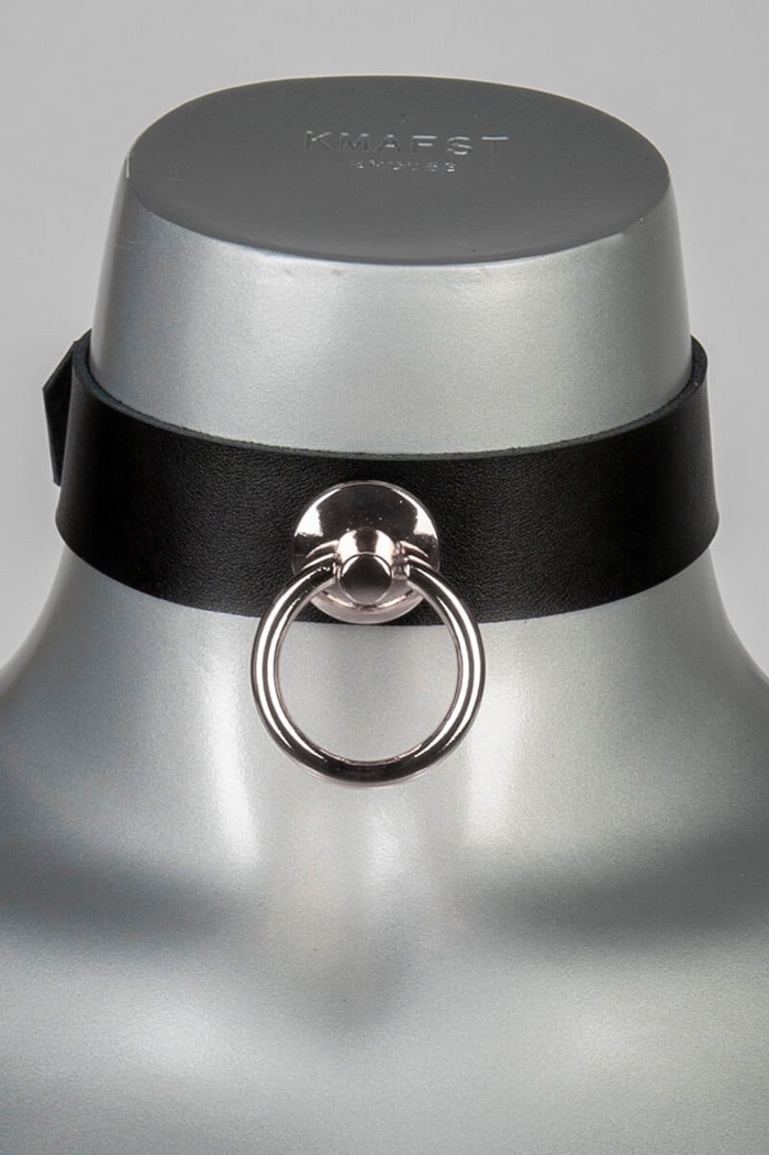 Leather O-Ring Collar Silver