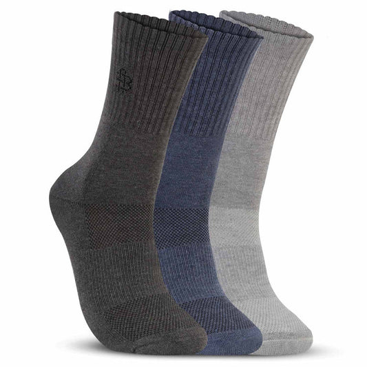 Men Bamboo Formal Socks, Crew Style Cushioned Base (pack of 3)