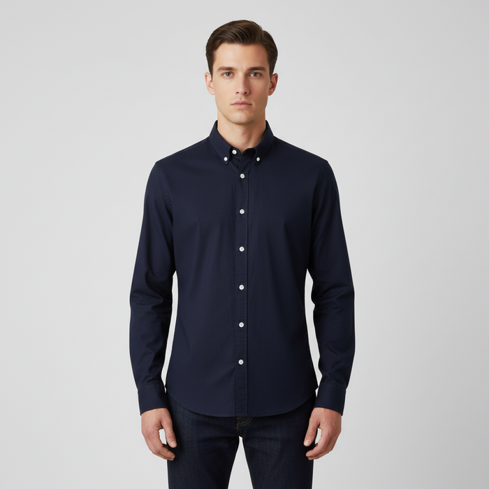 Men Basic Long Sleeve Oxford Shirt
