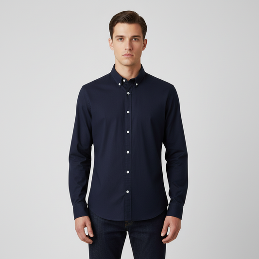 Men Basic Long Sleeve Oxford Shirt