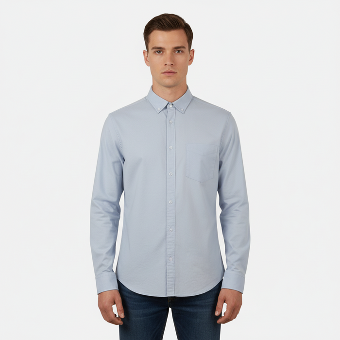 Men Basic Long Sleeve Oxford Shirt