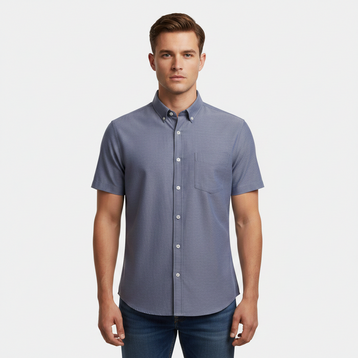 Men Basic Oxford Short Sleeve Shirt