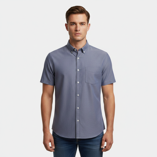 Men Basic Oxford Short Sleeve Shirt