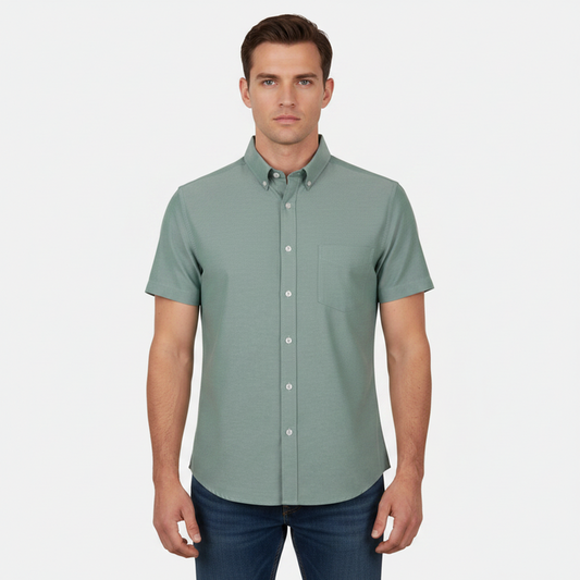 Men Basic Oxford Short Sleeve Shirt