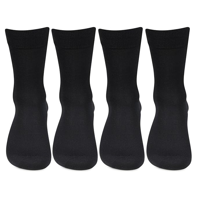 Men Black Cotton Plain Full-Length Socks - Pack of 4