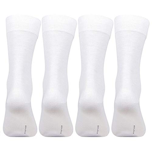Men Cotton Plain Full-Length White Socks - Pack of 4