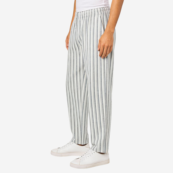 Men Cotton Printed Pyjama with White and Black Stripes