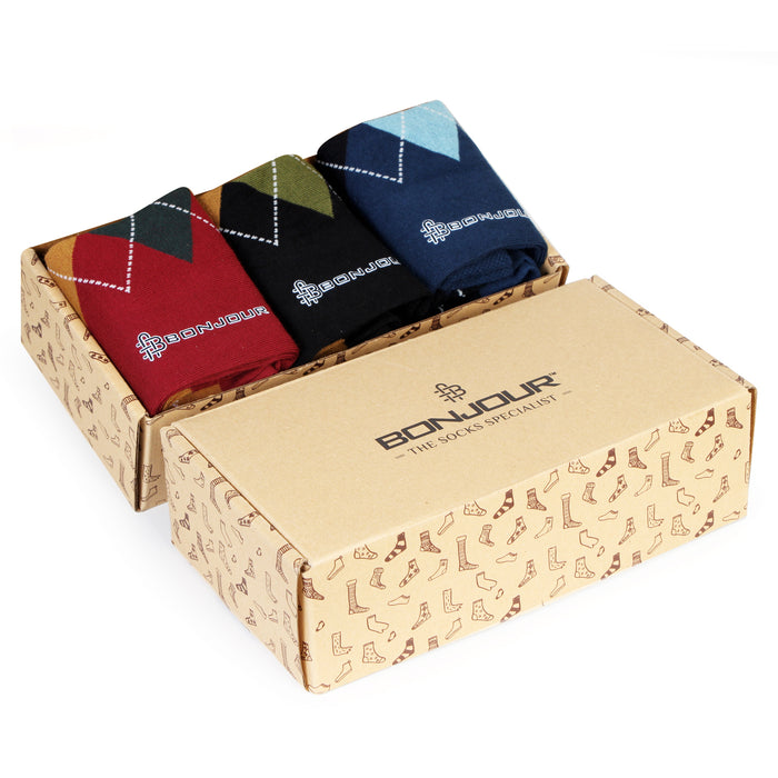 Men Cotton Scottish Collection Ankle Socks - Pack of 3