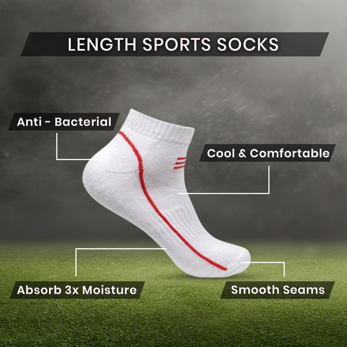 Men Cushioned White Secret Length Sports Socks- Pack of 3
