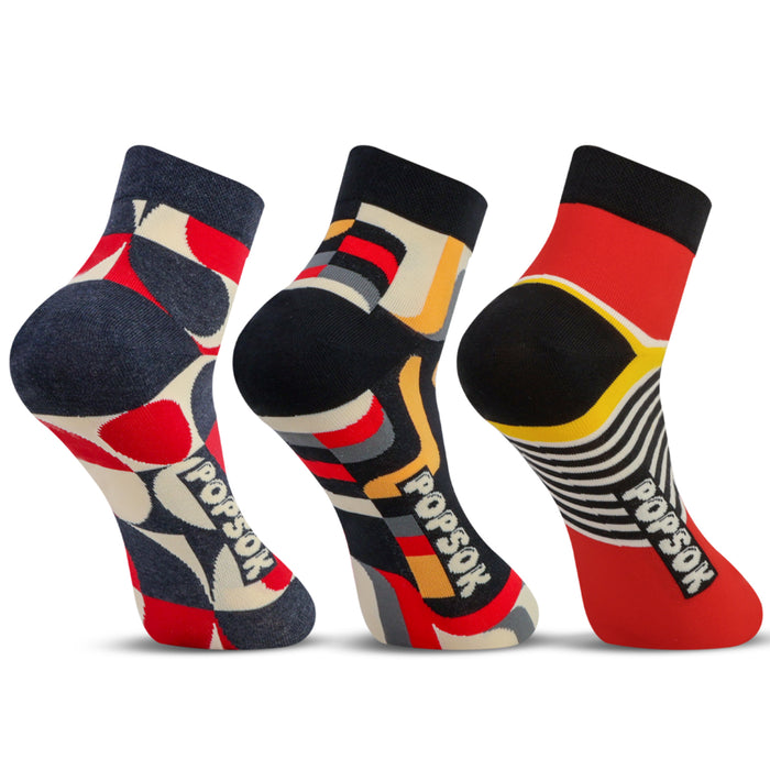 Men Graphic Pop Designer Ankle Socks (Pack of 3)