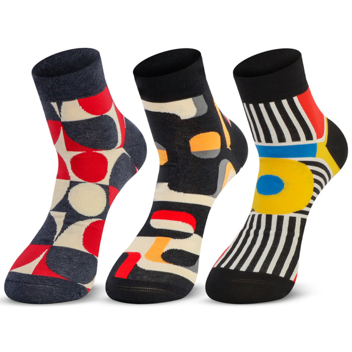 Men Graphic Pop Designer Ankle Socks (Pack of 3)