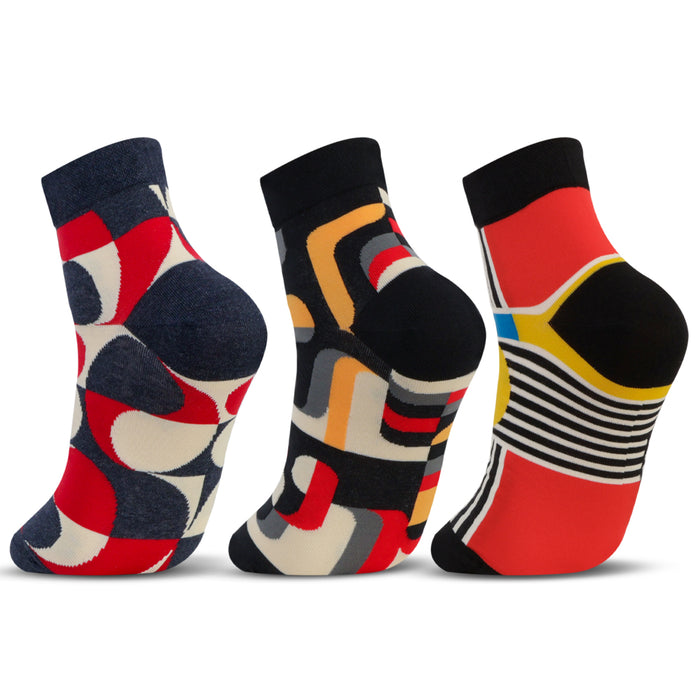 Men Graphic Pop Designer Ankle Socks (Pack of 3)