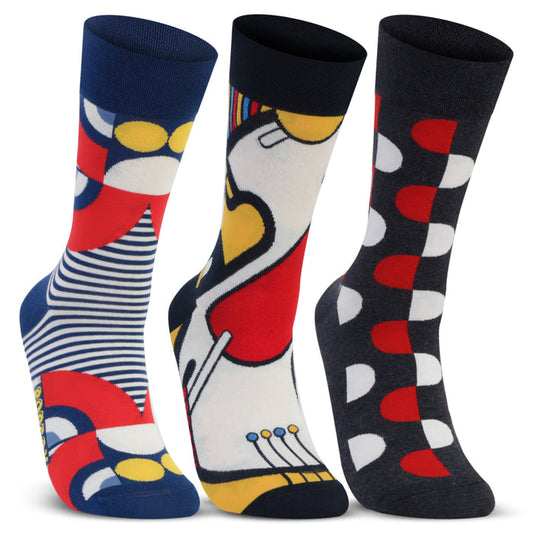Men Optical Rhythm Designer Calf Length Socks (Pack of 3)