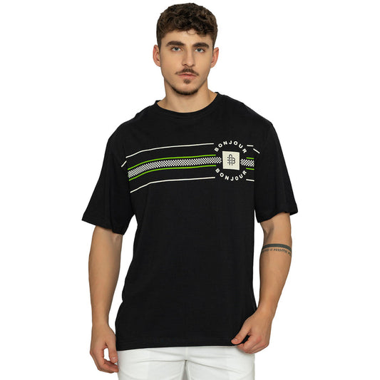 Men’ Printed Round‑Neck T‑Shirt - (Black)