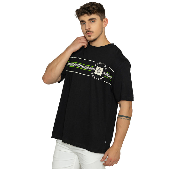 Men’ Printed Round‑Neck T‑Shirt - (Black)