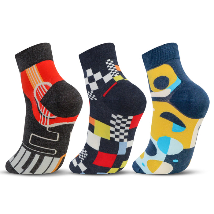 Men Urban Mosaic Designer Ankle Socks (Pack of 3)