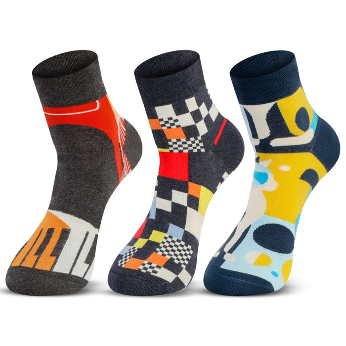 Men Urban Mosaic Designer Ankle Socks (Pack of 3)