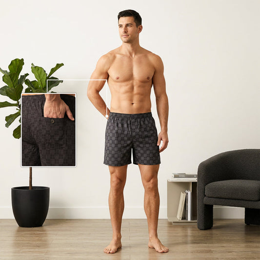 Men’s 100% Cotton Printed Mid-Rise Boxer Shorts (Dk.Grey)