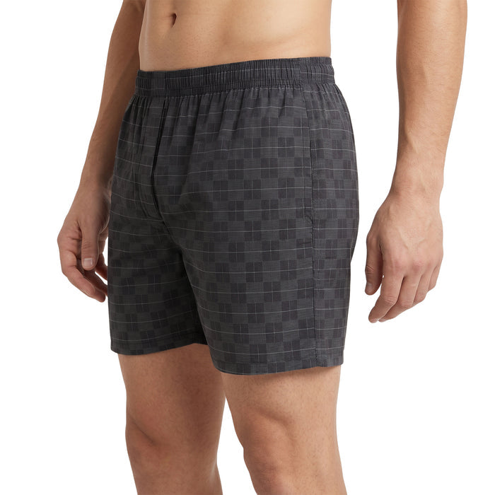 Men’s 100% Cotton Printed Mid-Rise Boxer Shorts (Dk.Grey)