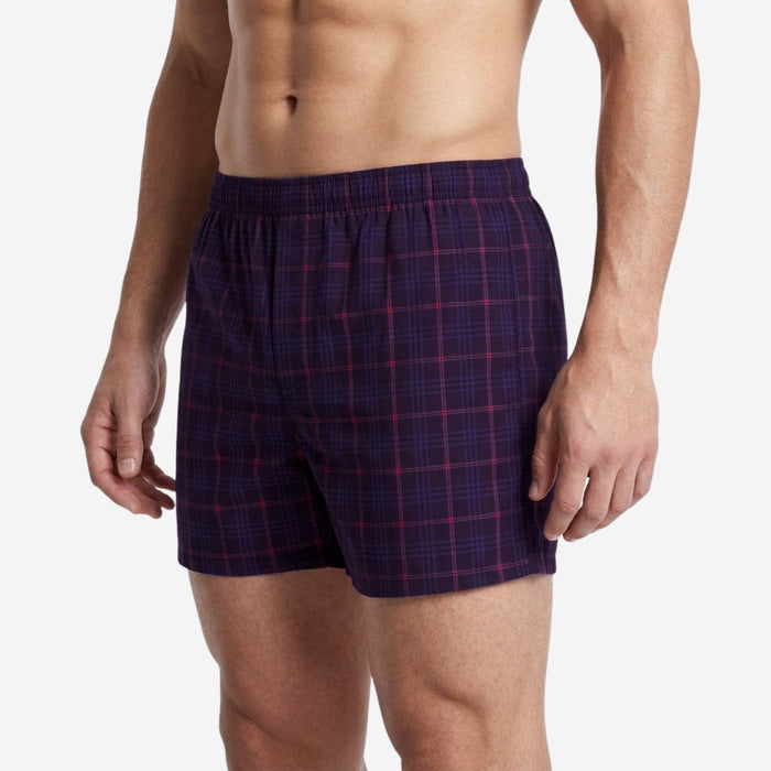 Men’s 100% Cotton Printed Mid-Rise Boxer Shorts Purple)