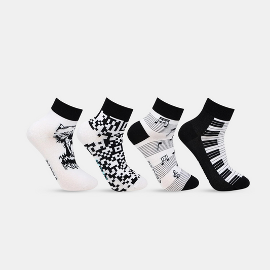 Men's Ankle Length Fashion Casual Socks- Pack Of 4