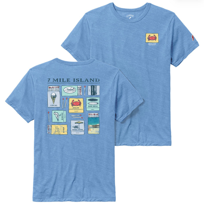 Mens Avalon Matchbook Collector Tee - Heather Power Blue