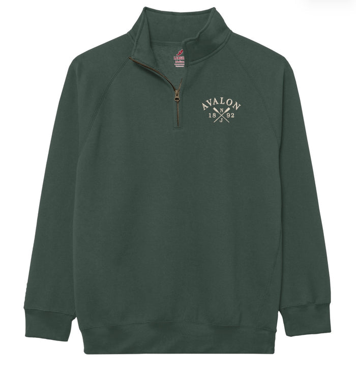 Mens Avalon Rower Quarter Zip-up - Dark Green