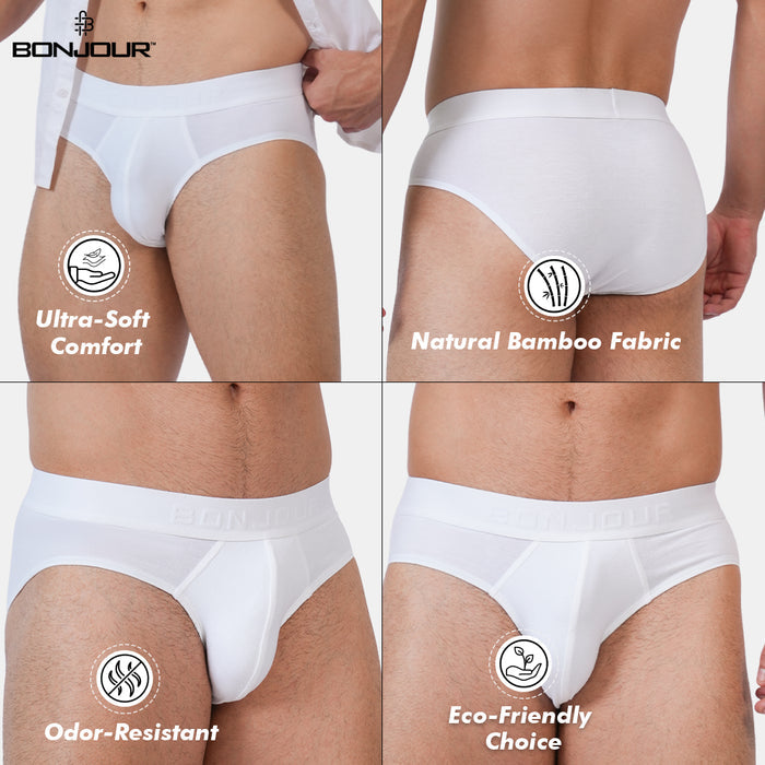 Men’s Bamboo Brief – Ultra Soft, Odour Free White (Pack of 1)