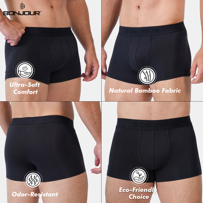 Men’s Bamboo Trunk Ultra Soft, Odour Free - Black (Pack of 1)