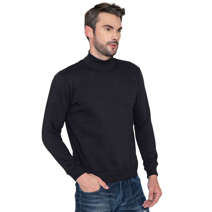 Men's Casual High Neck Sweatshirt (Black)