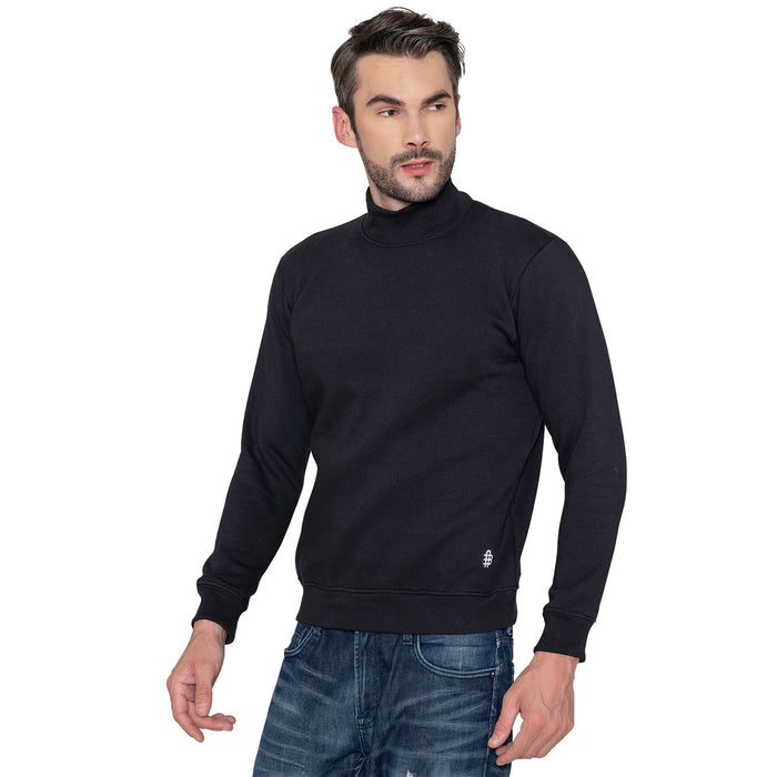 Men's Casual High Neck Sweatshirt (Black)