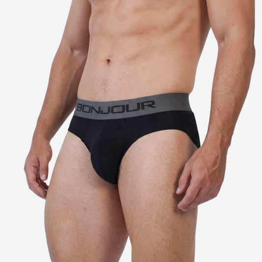 Men's Cotton Comfort Briefs - Soft Breathable Everyday Innerwear (Black)
