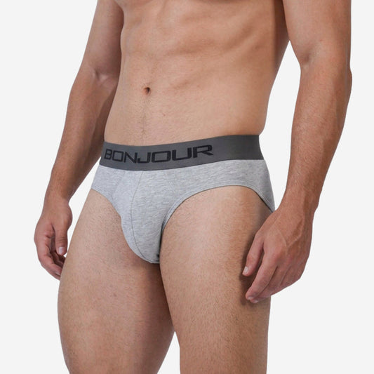 Men's Cotton Comfort Briefs - Soft Breathable Everyday Innerwear (Lt.Grey)