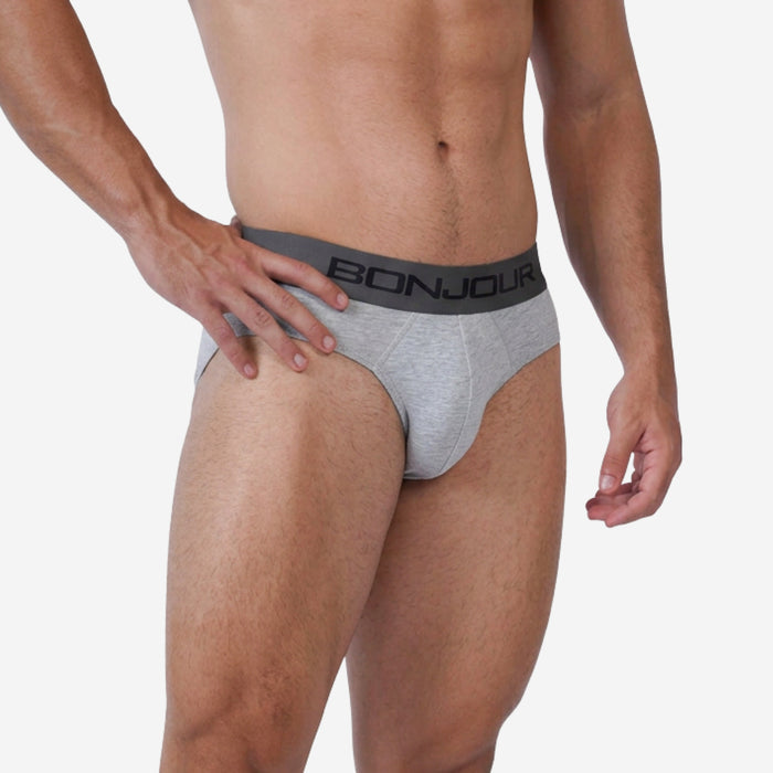 Men's Cotton Comfort Briefs - Soft Breathable Everyday Innerwear (Lt.Grey)