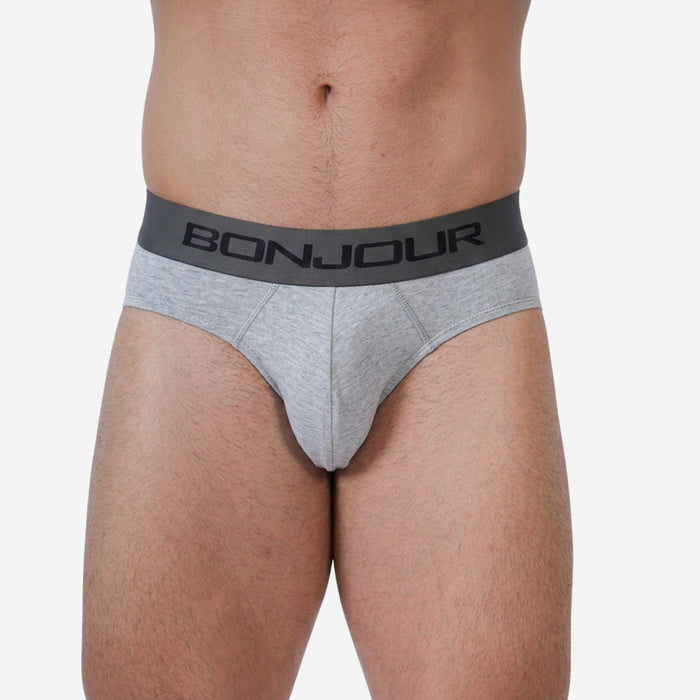 Men's Cotton Comfort Briefs - Soft Breathable Everyday Innerwear (Lt.Grey)