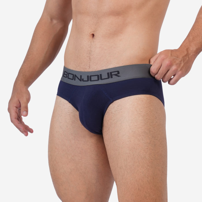 Men's Cotton Comfort Briefs - Soft Breathable Everyday Innerwear (Navy)
