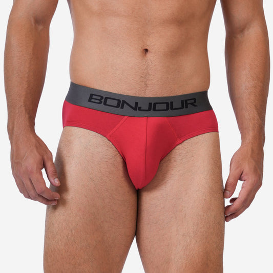 Men's Cotton Comfort Briefs - Soft Breathable Everyday Innerwear (Red)
