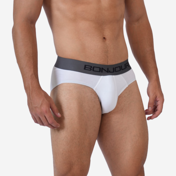 Men's Cotton Comfort Briefs - Soft Breathable Everyday Innerwear (White)