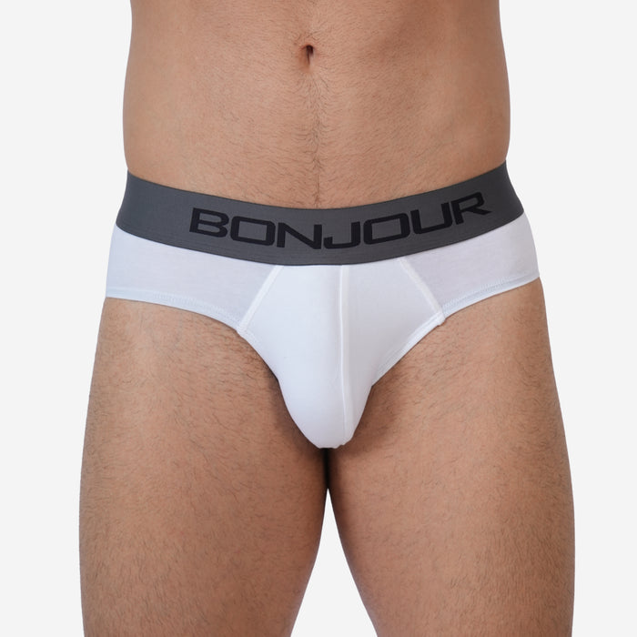 Men's Cotton Comfort Briefs - Soft Breathable Everyday Innerwear (White)