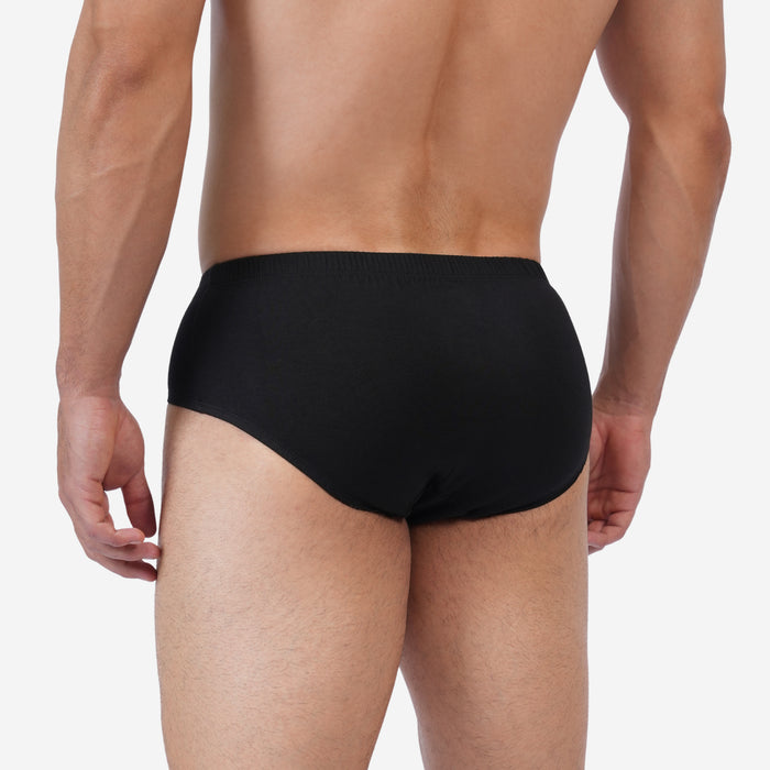 Men's Cotton Comfort Briefs | Soft & Breathable Everyday Innerwear | Black & Lt.Grey Mill | Pack of 2