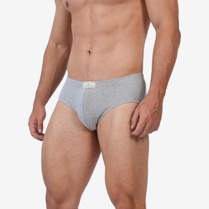 Men's Cotton Comfort Briefs | Soft & Breathable Everyday Innerwear | Black & Lt.Grey Mill | Pack of 2