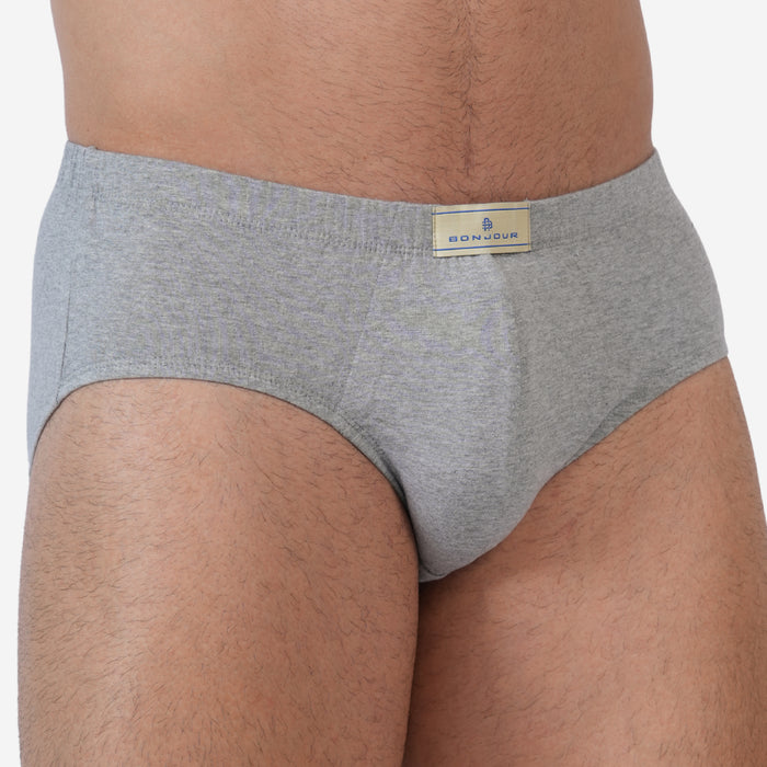 Men's Cotton Comfort Briefs | Soft & Breathable Everyday Innerwear | Black & Lt.Grey Mill | Pack of 2