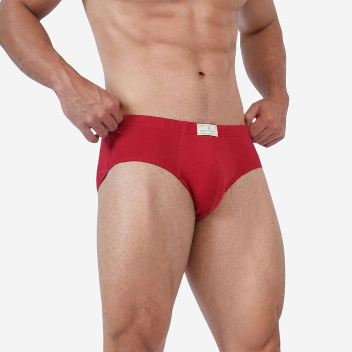 Men's Cotton Comfort Briefs | Soft & Breathable Everyday Innerwear | Black & Red | Pack of 2